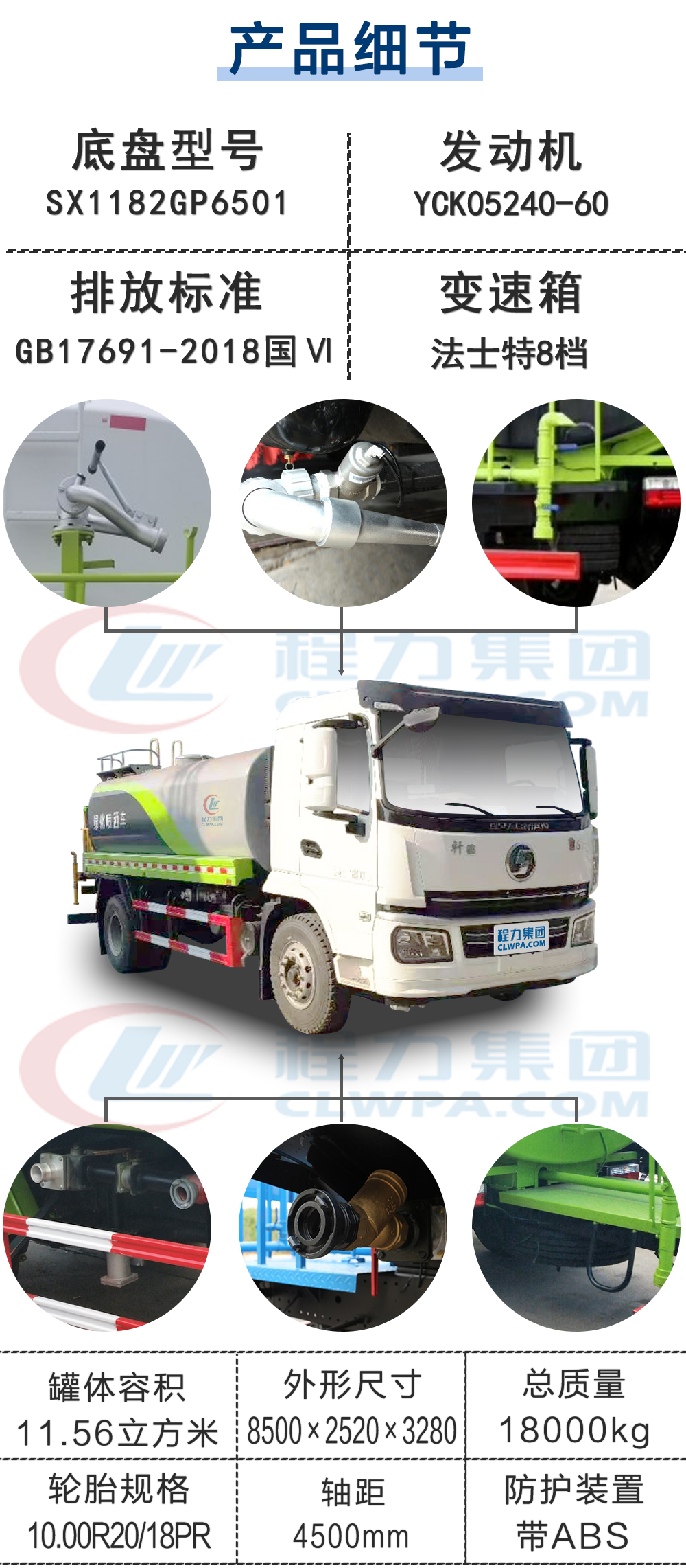 国六陕汽15方绿化喷洒车_16